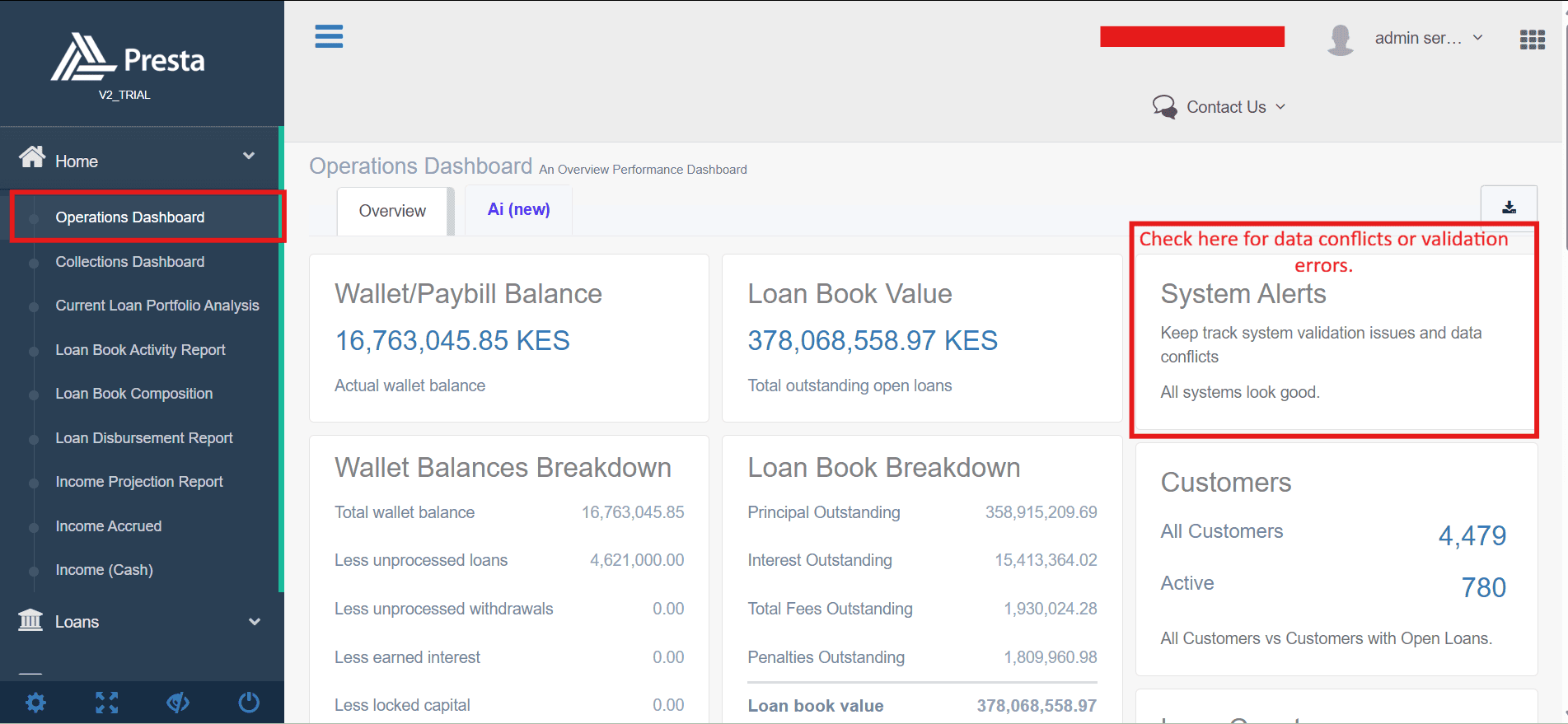 Figure 9.1 The System Alerts panel on the Operations Dashboard, which automatically flags issues that might block a loan from processing.